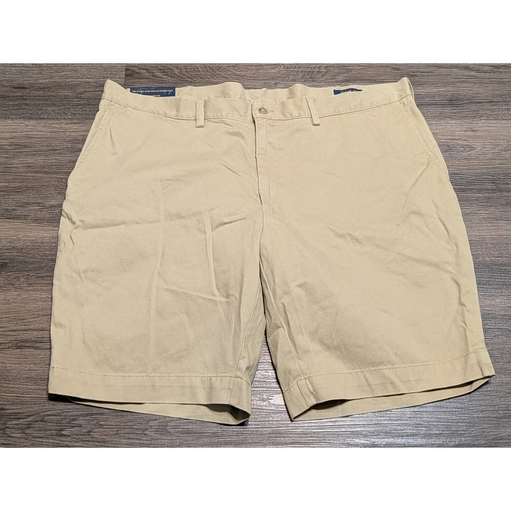 Polo Ralph Lauren Mens 42 Classic Fit 9 Inch Chino Shorts Khaki Tan Cotton Twill